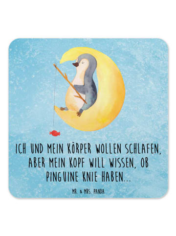 Mr. & Mrs. Panda Bierdeckel Pinguin Mond mit Spruch in Eisblau