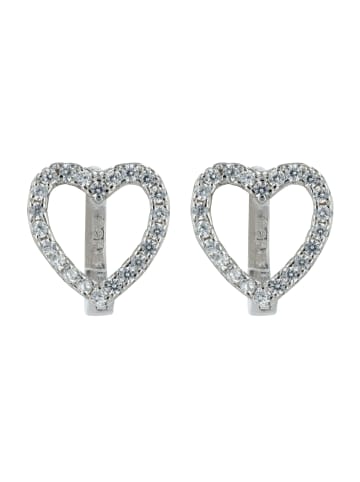 Adeliás Damen Ohrringe – Klappcreole Herz aus 925 Silber in silber