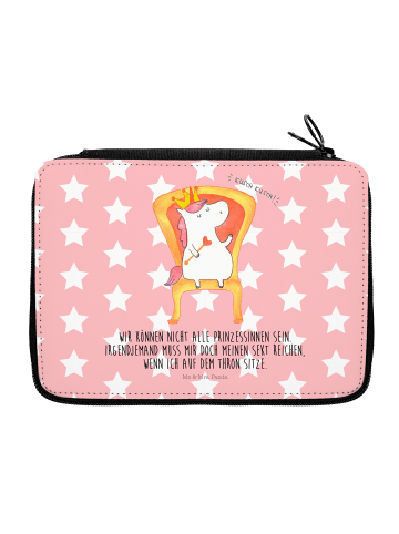 Mr. & Mrs. Panda Federtasche Einhorn König mit Spruch in Rot Pastell