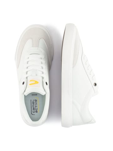Camel Active Sneaker mit Details aus Velourleder in Weiß