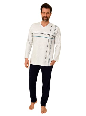 NORMANN Schlafanzug langarm Pyjama - 84607 in grau