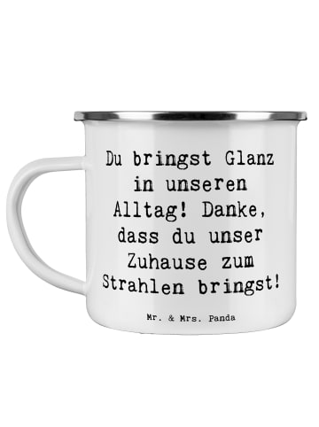 Mr. & Mrs. Panda Becher Spruch Glanz Putzfrau mit Spruch in Weiß
