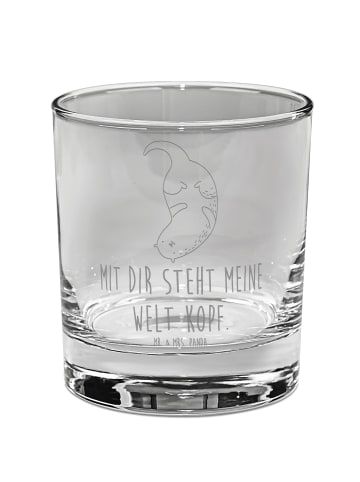 Mr. & Mrs. Panda Whiskey Glas Otter Kopfüber mit Spruch in Transparent