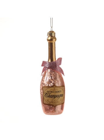 MARELIDA Baumschmuck Champagner Flasche Glas Ahnänger in rosa