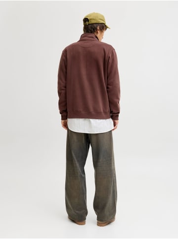Jack & Jones Sweatshirt mit halbem Reißverschluss in Deep Mahogany