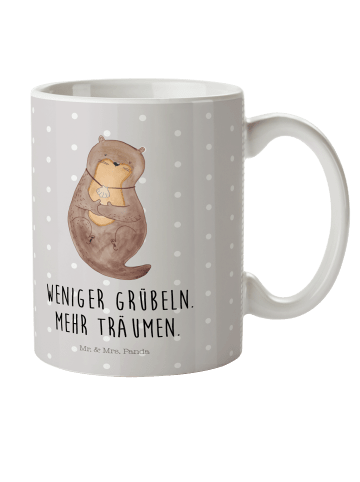 Mr. & Mrs. Panda Kindertasse Otter Muschel mit Spruch in Grau Pastell