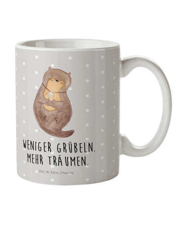 Mr. & Mrs. Panda Tasse Otter Muschel mit Spruch in Grau Pastell