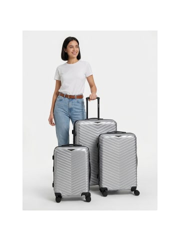 Redolz Essentials 18 4 Rollen Kofferset 3-teilig mit Dehnfalte in Metallic-Silver Shiny