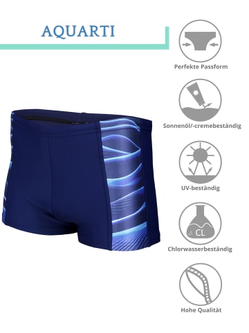 Aquarti Aquarti Herren Badehose Kurz Sportlich Streifen in dunkelblau