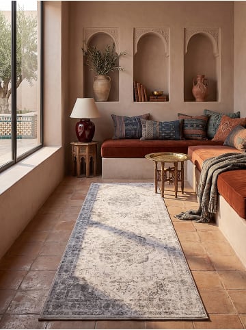 KADIMA DESIGN Teppich Kurzflor waschbar VERNANTE orientalisch Schlafzimmer in Beige-Grau