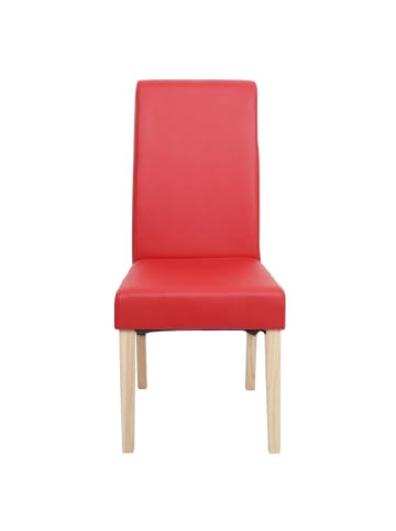 MCW 2er-Set Esszimmerstuhl Cesena, Kunstleder matt, rot, helle Füße