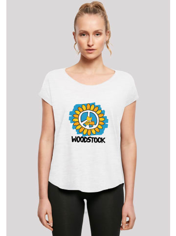 F4NT4STIC Long Cut T-Shirt Woodstock Artwork Flower Peace in weiß