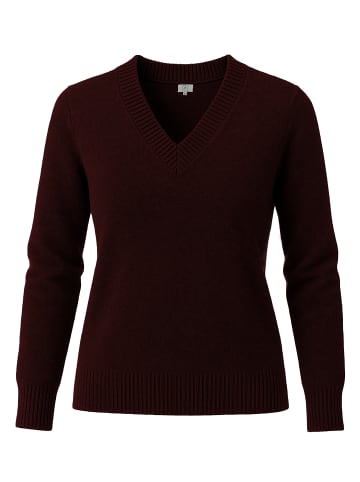 CASH-MERE.CH V-Ausschnitt Pullover gerippt in Rouge Noir