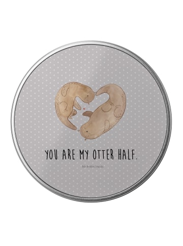 Mr. & Mrs. Panda Blechdose Otter Herz mit Spruch in Grau Pastell