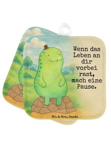 Mr. & Mrs. Panda Topflappen Schildkröte Pause Design mit Spruch in Weiß