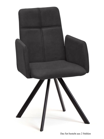 58 aufm Kessel ARMLEHNSTUHL drehbar (2er-Set) Desha 52x92x60 Schwarz/Cognac