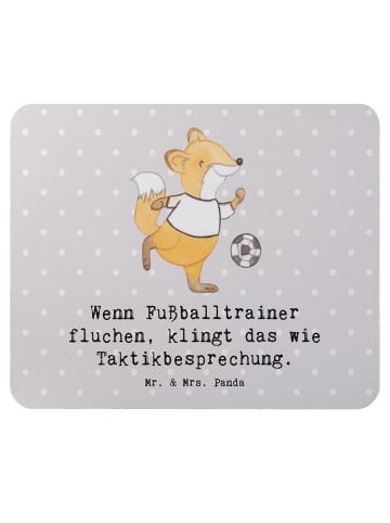 Mr. & Mrs. Panda Laptop Mousepad Fußballtrainer Taktik mit Spruch in Grau Pastell