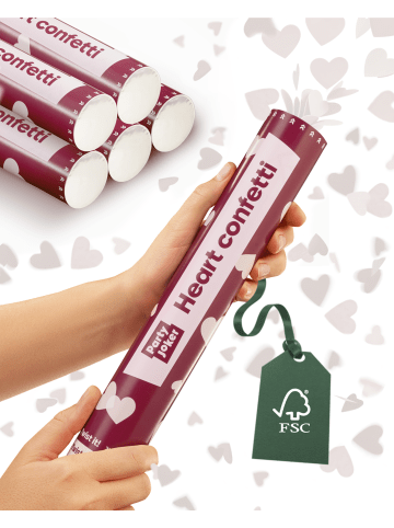 Partyjoker 10x Konfettikanonen Herzen Weiß – Biologisch Abbaubar