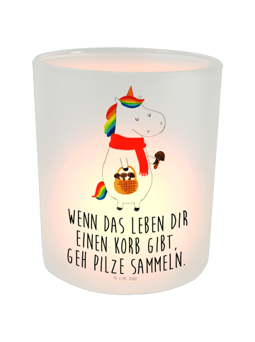 Mr. & Mrs. Panda Windlicht Einhorn Pilz mit Spruch in Transparent