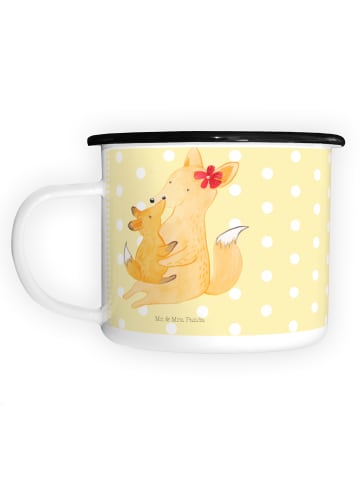Mr. & Mrs. Panda XL Emaille Tasse Fuchs Mama ohne Spruch in Gelb Pastell