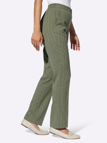 WITT WEIDEN Schlupfhose in khaki-meliert + khaki-gestreift