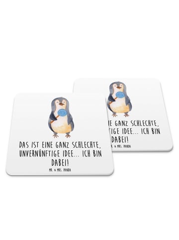 Mr. & Mrs. Panda Tischuntersetzer Pinguin Lolli mit Spruch in Weiß