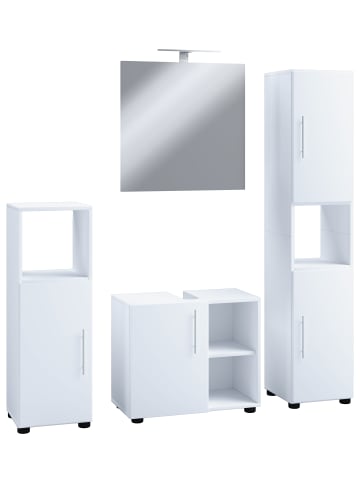 VCM  4-tlg. Badmöbel Set Komplett Badschrank Flandu Iil in Weiß