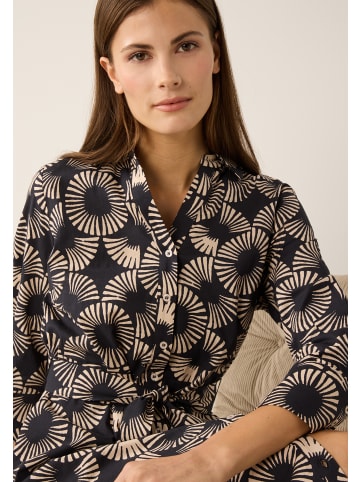 More & More langes Hemdblusenkleid mit Print in black/beige