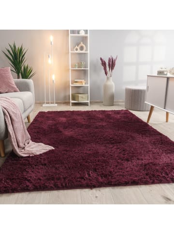Hochflor Teppich Shaggy waschbar Unifarben Schlafzimmer in Lila
