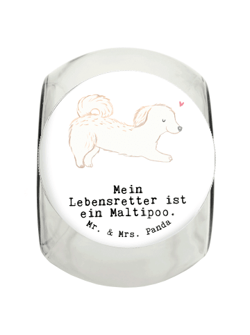 Mr. & Mrs. Panda Leckerli Glas Maltipoo Lebensretter mit Spruch in Weiß