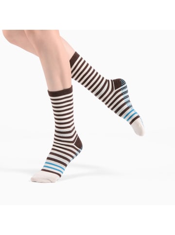MUNADUNA Gestreifte Yoga-/Pilates-
Anti-Rutsch Socken in Braun/Blau
