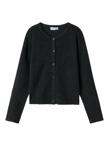 name it Strickjacke NKFSALUNA LS KNIT CARD in dark grey melange