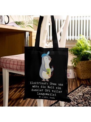 Mr. & Mrs. Panda Dokumententasche Elektriker Helden mit Spruch in Schwarz