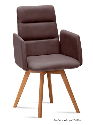 58 aufm Kessel ARMLEHNSTUHL (2er-Set) Dobka 52x92x60 Eiche geölt/Braun