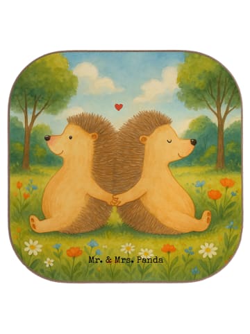 Mr. & Mrs. Panda Getränkeuntersetzer Igel händchenhaltend Design... in Weiß