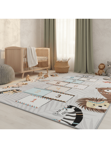 KADIMA DESIGN Teppich Kinder Flachgewebe Hüpfspiel Polyamid Antirutsch Kinderzimmer
