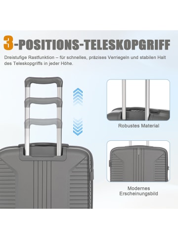 ABRIHOME Kofferset in Silber 3-teilig mit Zahlenschloss