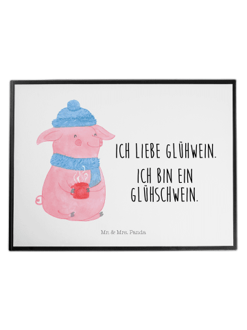 Mr. & Mrs. Panda Schreibtischunterlage Schwein Glühwein mit Spruch in Weiß