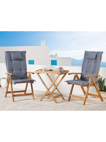 Beliani 3-tlg Bistro Set JAVA in Braun/Blau