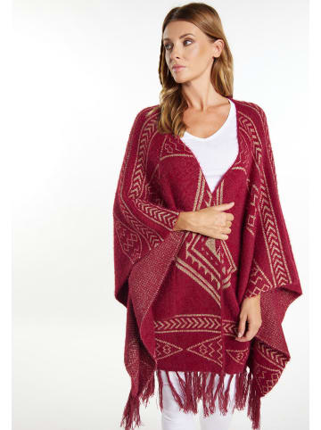 usha FESTIVAL Damen Strick Cape in Dunkelrot Gold