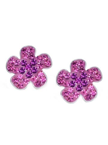 schmuck23 Ohrringe 925 Silber Blume in Pink