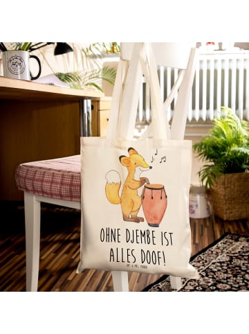Mr. & Mrs. Panda Stoffbeutel Djembe Freude mit Spruch in Creme
