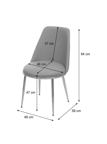 MCW 6er-Set Esszimmerstuhl H28, Grau, schwarze Beine, Samt