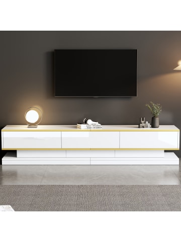 ABRIHOME Fernsehschrank TV Ständer Wohnzimmerschrank mit 3 Schubladen, 200*40*40cm
