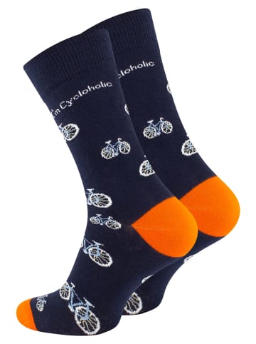Vincent Creation® Bunte Fun Socken Farbenfrohe Freizeitsocken Damen & Herren in Fahrradmarine