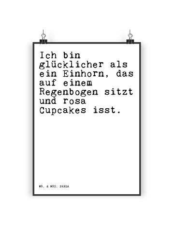 Mr. & Mrs. Panda Wandbild Ich bin glücklicher als... mit Spruch in Weiß