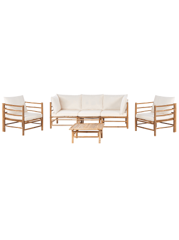 Beliani 5-tlg Sitzgruppe CERRETO in Braun/Weiß