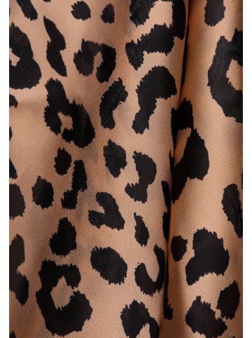 faina Women Feminine Scarf in Beige Black Leo
