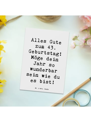 Mr. & Mrs. Panda Postkarte Spruch 43. Geburtstag mit Spruch in Weiß