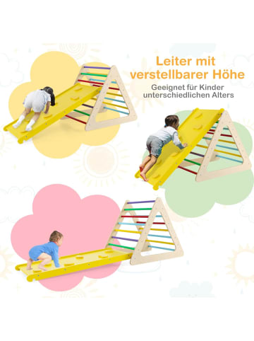 COSTWAY Klettergerüst Indoor inkl. 2 Kletterdreieck & Kletterleiter in Bunt